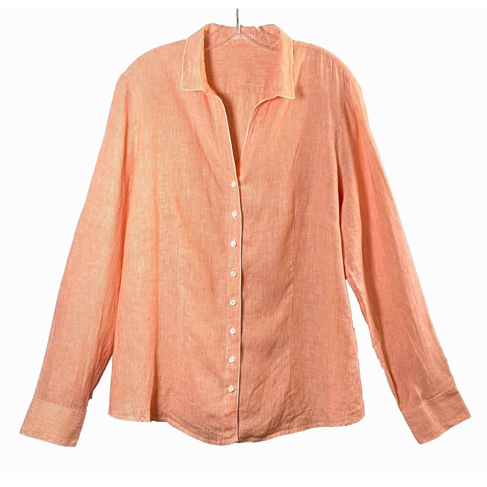 Gorsuch Wallmann Austria Linen Shirt Women Relaxed Size 46 (XL) Orange White